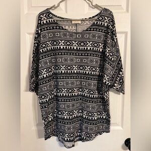 Bobbie Brooks Plus Size 2xl Short Sleeve Round Neck Gray & Black Shirt